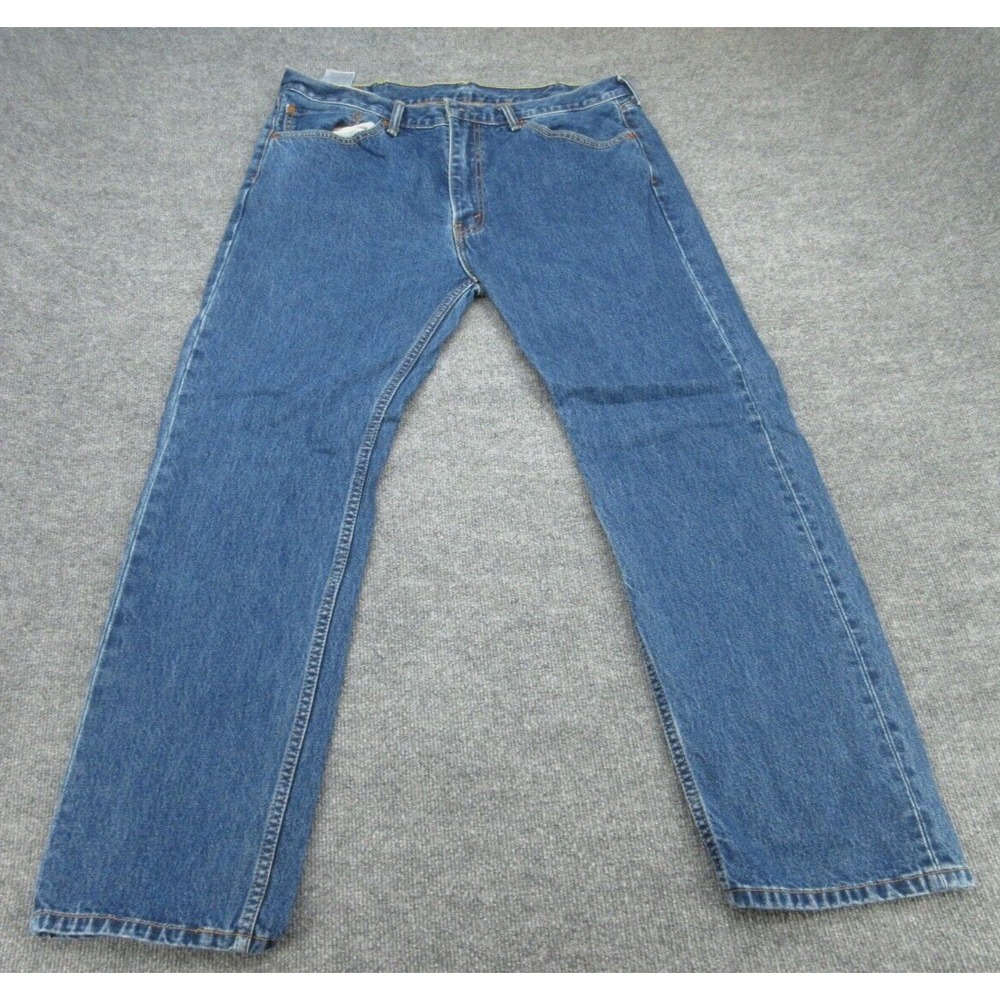 Levis Mens Jeans Regular Fit Blue 505 Straight Leg Denim Pants 38x32